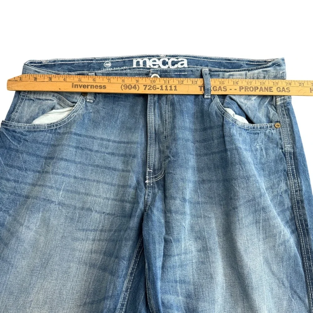 MECCA Mens W40XL32 Blue‎ Wash Denim Jeans Cotton Straight Fit Y2K